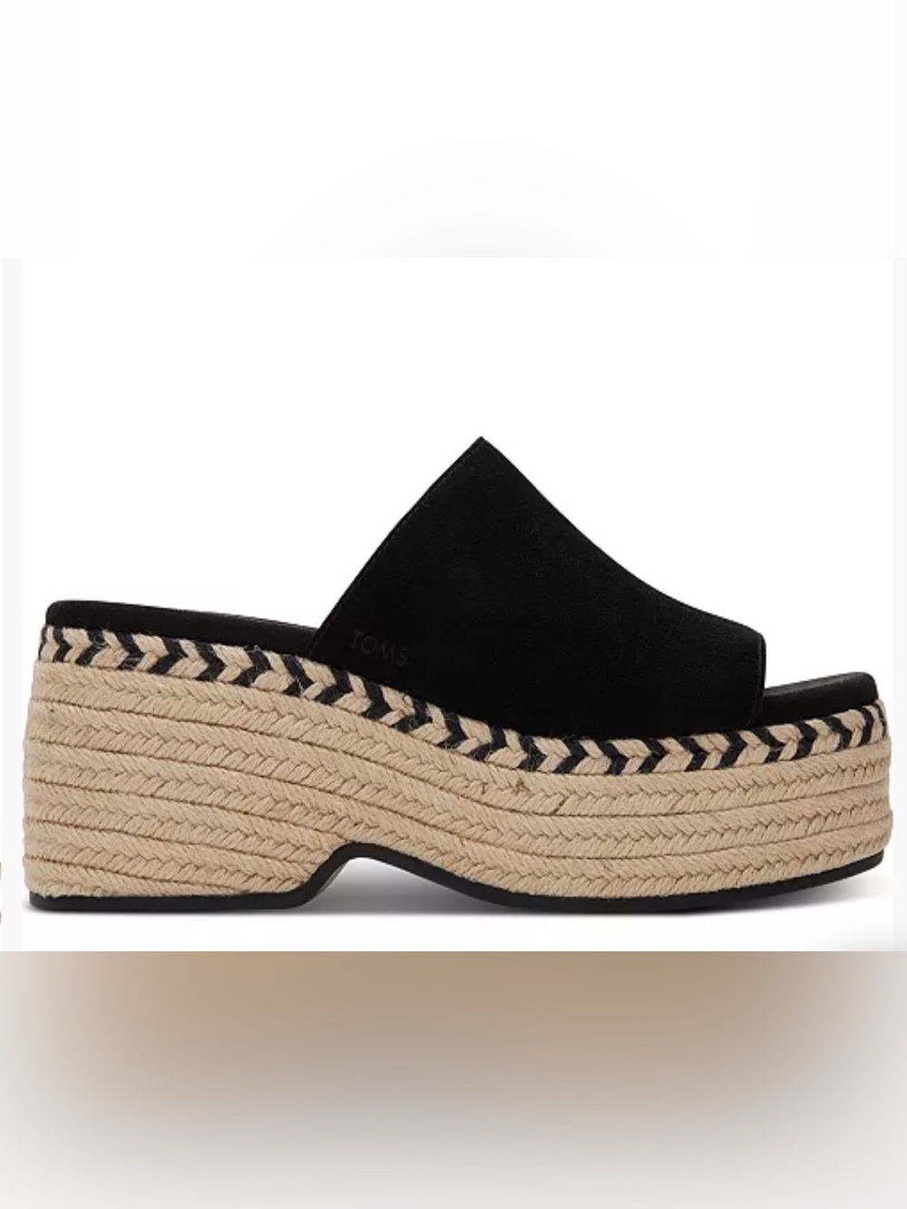 Toms Black Espadrille Platform Mule